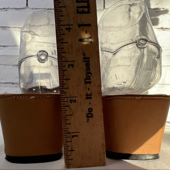 Donald J. Pliner Tan Leather Wedge Slides Sandals Buckle Size 7.5 Narrow - Picture 6 of 14